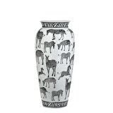Vitale Safari Vazo 60 Cm Beyaz Siyah AK.WLT0333