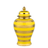 Vitale Dory Çizgili Vazo Sarı Gold 12x19x32 cm AK.WLT0622