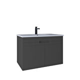Kobos Meta 91 cm Lavabo Dolabı Kapaklı Füme KB710058