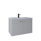 Kobos Meta 91 cm Lavabo Dolabı Kapaklı Light Grey KB710059
