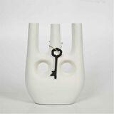 Vitale Anahtarlı Beyaz Vazo 10*24*30 cm