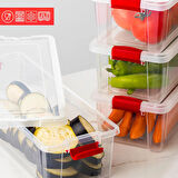 Porsima 456-4 4 lü Kilitli Kapaklı Yiyecek Erzak Saklama Kabı Seti - Buzdolabı Düzenleyici Organizeri 3,4 lt