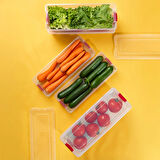 Porsima 456-4 4 lü Kilitli Kapaklı Yiyecek Erzak Saklama Kabı Seti - Buzdolabı Düzenleyici Organizeri 3,4 lt