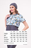 Yarı Kapalı Tesettür Mayo 2508 Suna Desenli Gri | 3XL