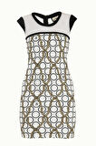 Rings And Chain File kumaş mixli baskılı örme mini elbise 91488 | 40