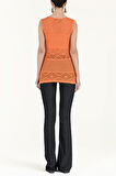 Turuncu Delikli örgü kolsuz trıko bluz 28649 | 44