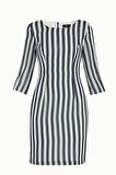 Lacivert Çizgili truvakar kol mini elbise 91674 | 40