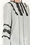 Gri Dantelli şifon bluz 10645 | 40