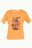 Turuncu Baskılı basic tshirt 19560 | 44