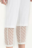 Beyaz Lastik ve dantelli pamuk pantolon 41300 | 42