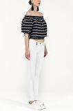 Çizgili Lastikli mini bluz 19693 | 40