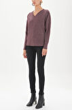 Bordo Fermuarlı bol kesim bluz 19721 | 42