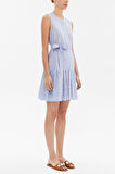 Mavi Büzgülü kolsuz mini elbise 92703 | 42