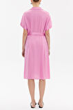 Lila Asimetrik patlı midi elbise 92764 | 40