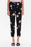 Siyah Pembe Lastikli bol kesim pantolon 41341 | 40