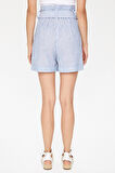 Mavi Yüksek bel bol kesim şort 11100 | 44