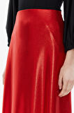 Kırmızı Beli lastikli midi etek 81150 | 42