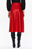 Kırmızı Beli lastikli midi etek 81150 | 42