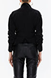 Siyah Kolu büzgülü dar kesim gömlek 10756 | 46