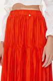 Kırmızı Lastikli büzgülü uzun etek 81154 | 44