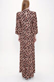 Leopar Balon kollu uzun elbise 93831 | 36