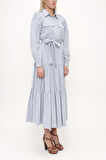 Açık Mavi Bol kesim büzgülü elbise 93756 | 42