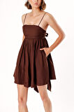 Kahve Askılı mini elbise 93911 | L