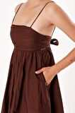 Kahve Askılı mini elbise 93911 | L