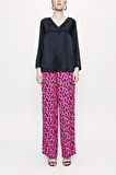 Siyah V yaka  saten bluz 19828 | L