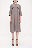 Gri Cep detaylı elbise 93947 | S
