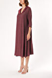 Bordo Bol kesim elbise 93952 | S