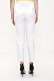 Beyaz Beli lastikli boru paça pantolon 41373 | L