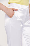 Beyaz Beli lastikli boru paça pantolon 41373 | M