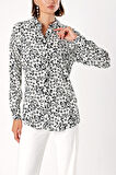 Siyah Beyaz Bol kesim gömlek 10814 | S