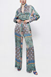 Desenli Beli lastikli bol kesim pantolon 41625 | M