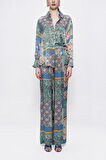 Desenli Beli lastikli bol kesim pantolon 41625 | M