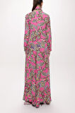 Pembe Godeli V yaka uzun  elbise 94171 | M