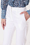 Beyaz Beli lastikli boru paça pantolon 41630 | M