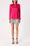 Fuşya Bol kesim saten gömlek 10815 | L