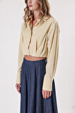 Bej Bol kesim lastik detaylı gömlek 10818 | S