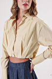 Bej Bol kesim lastik detaylı gömlek 10818 | S