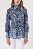 Mavi Lacivert Baskılı şifon gömlek 10819 | M