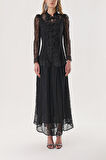 Siyah Dantel gömlek ve etek ikili takım 12309 | S