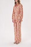 Desenli Bol kesim gömlek ve beli lastikli pantolunlu takım 12307 | L