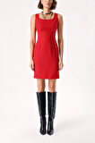 Kırmızı Kolsuz dar mini elbise 94382 | M