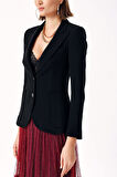 Siyah Dar kalıp klasik blazer ceket 61170 | L