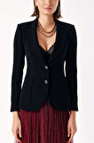 Siyah Dar kalıp klasik blazer ceket 61170 | S