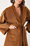 Devetüyü Velvet loose fit belted kimono jacket 20405 | L