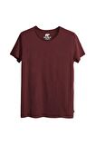 Bad Bear O-Neck T-Shirt Bordo Basic Erkek Tişört 