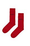 Solid Tall Kırmızı Unisex Çorap